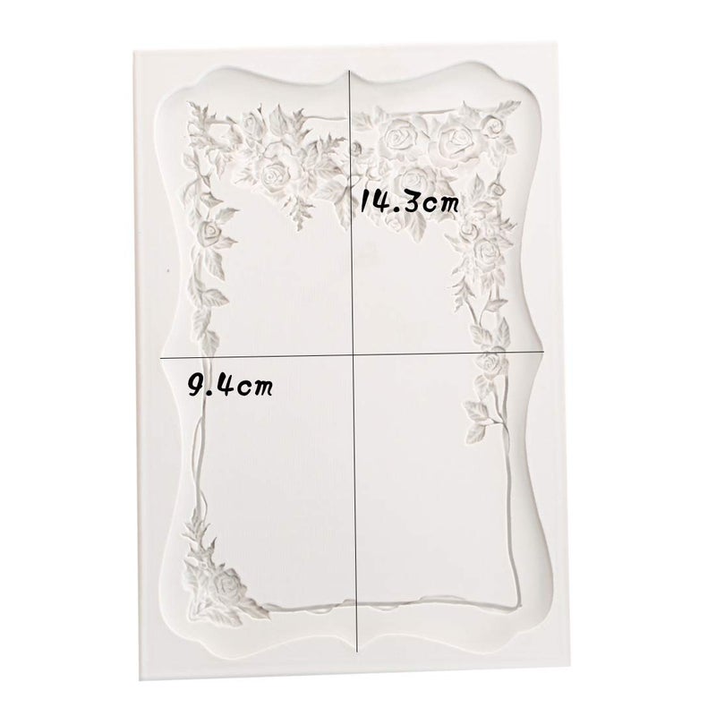 HiParty Rectangle European Queen Rose Frame Silicone Fondant Mould Cake Decorating Tool Chocolate Gum Paste Molds Sugarcraft DIY Baroque Scroll Cake Border Brim Decor Mold Fondant Cake Bakeware Baking - Image 3